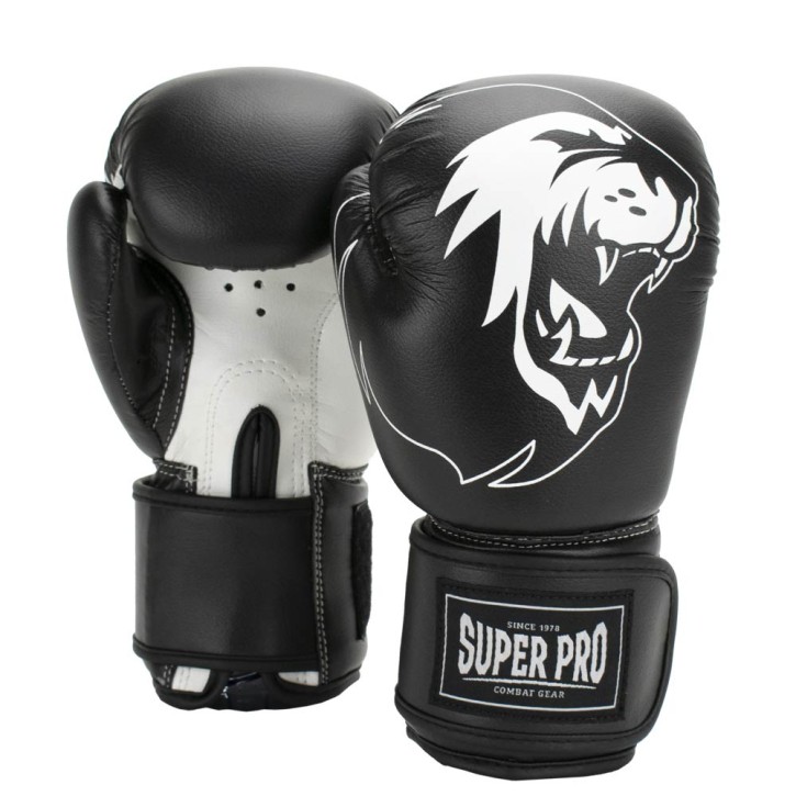 Super Pro Talent Boxing Gloves Black White Kids