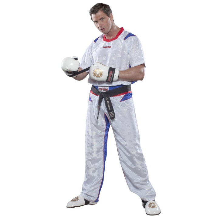 Top Ten PQ Mesh Kickboxing Uniform White Blue