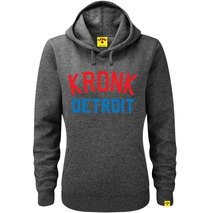 Kronk 2 Colour Iconic Detroit Heavyweight Hoodie Women Charcoal