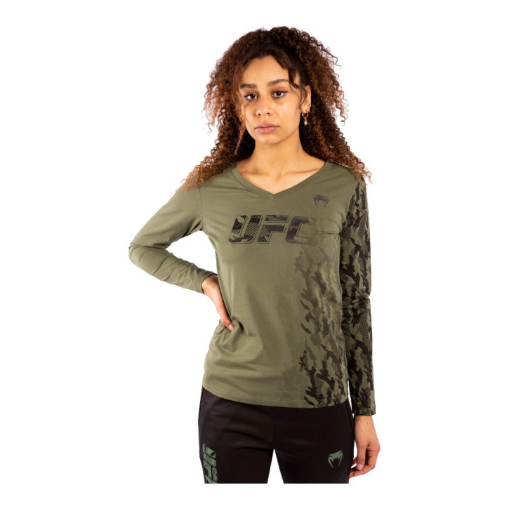 Venum UFC Authentic Fight Week Frauen T-Shirt LS Khaki