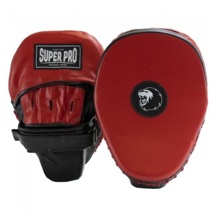 Super Pro Lightweight Curved Hand Mitts Black Red