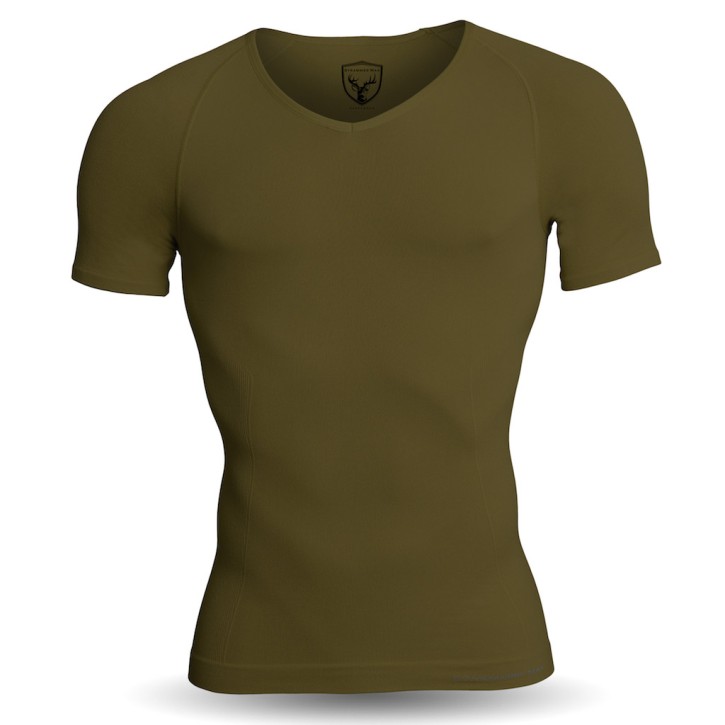 Sale Tight Max Men Compression Shirt Breeze Deep V-Neck Oliv