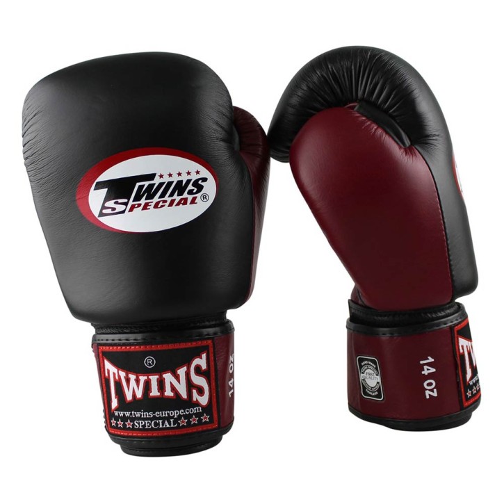 Twins BGVL 3 Boxing Gloves Leather Black Wine Red