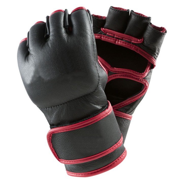 Combat MMA Mitts Black Red Leather