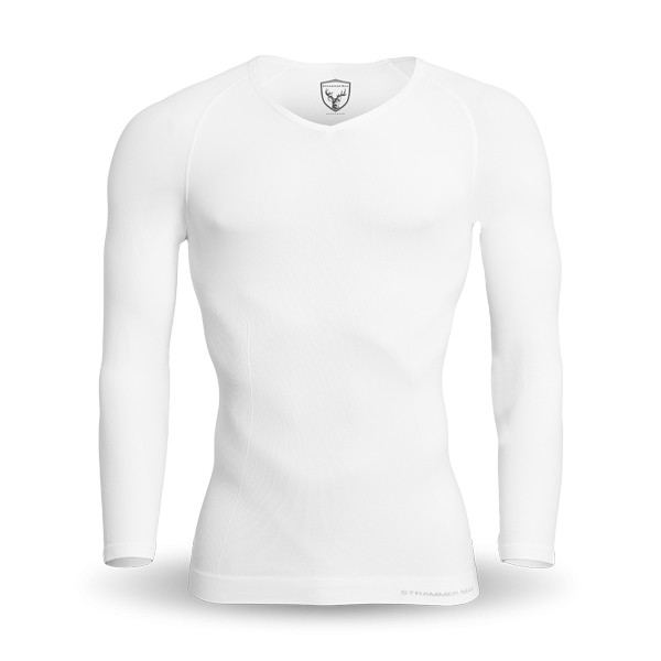 Tight Max Men Compression Shirt VNeck LS White