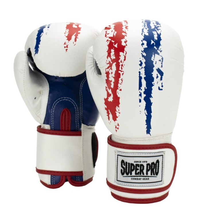 Super Pro Talent Boxing Gloves White Blue Red Kids