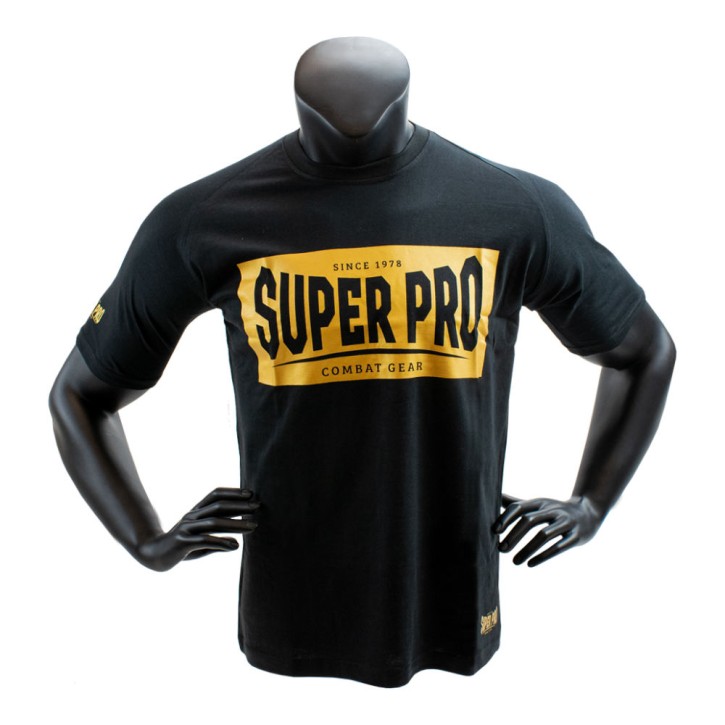 Super Pro Block Logo T-Shirt Schwarz Gold