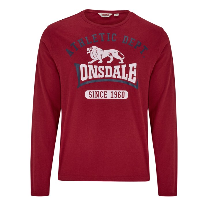 Lonsdale Tetsworth Herren T-Shirt LS Dark Red