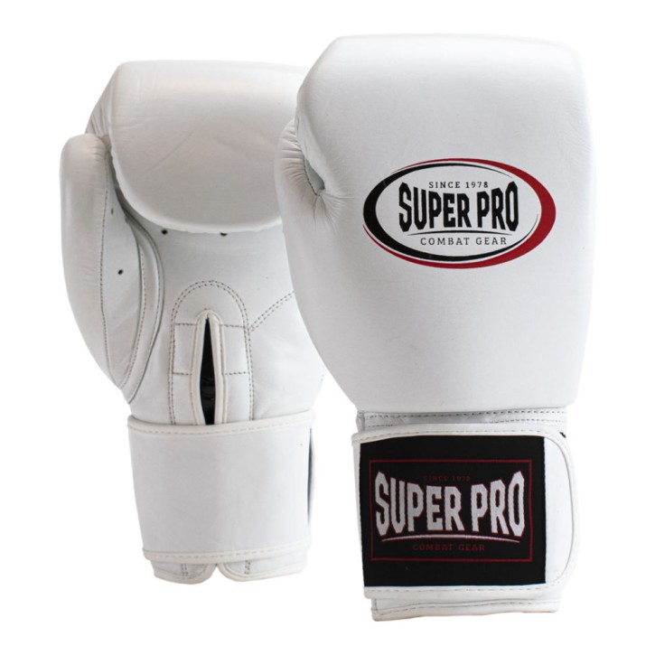 Super Pro Thai boxing gloves leather white