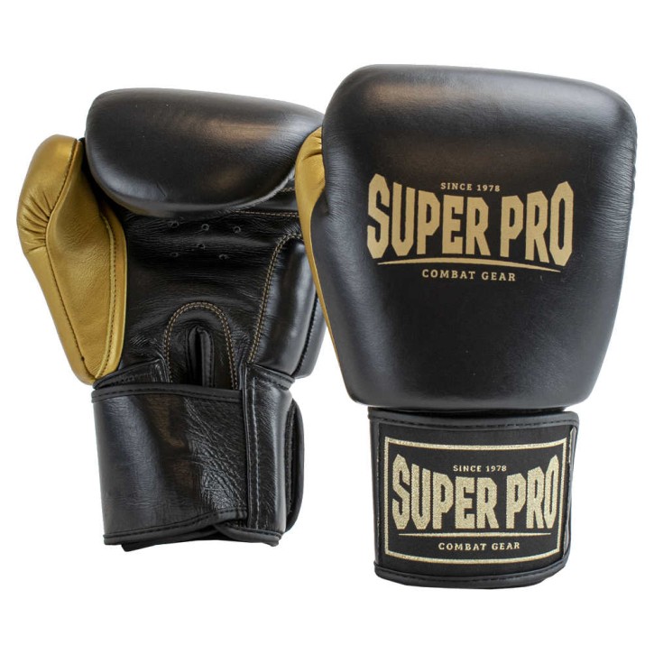 Super Pro Enforcer Thai Boxing Gloves Leather Black