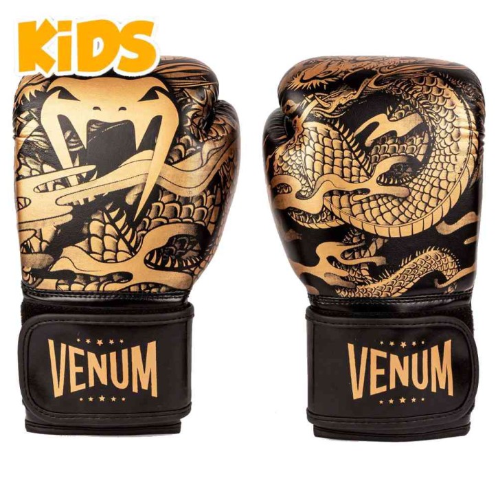 Venum Drageons Flight Kids Boxing Gloves Black Bronze
