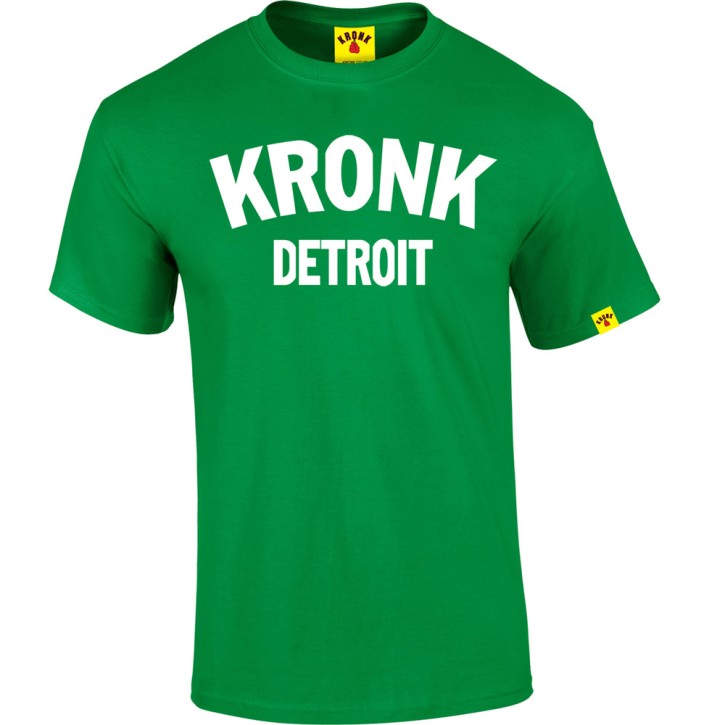 KRONK Detroit T Shirt Irish Green White