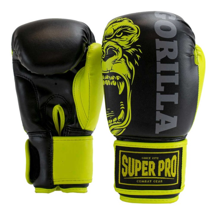 Super Pro Gorilla Kids Boxing Gloves Black Yellow