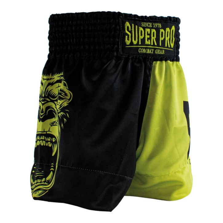 Super Pro Gorilla Kinder Thai Boxing Shorts Schwarz Gelb