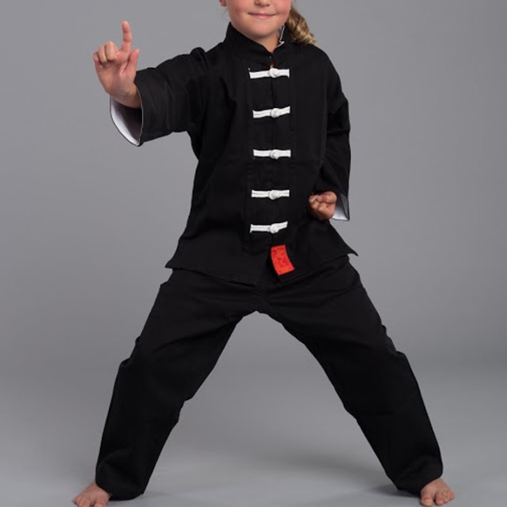 Phoenix Shaolin II Kung Fu Suit Black White Kids