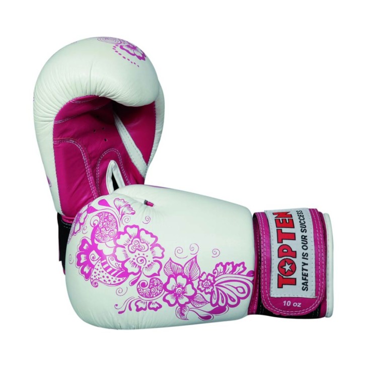Top Ten Ultimate Women Fight 10Oz Boxing Gloves White Pink