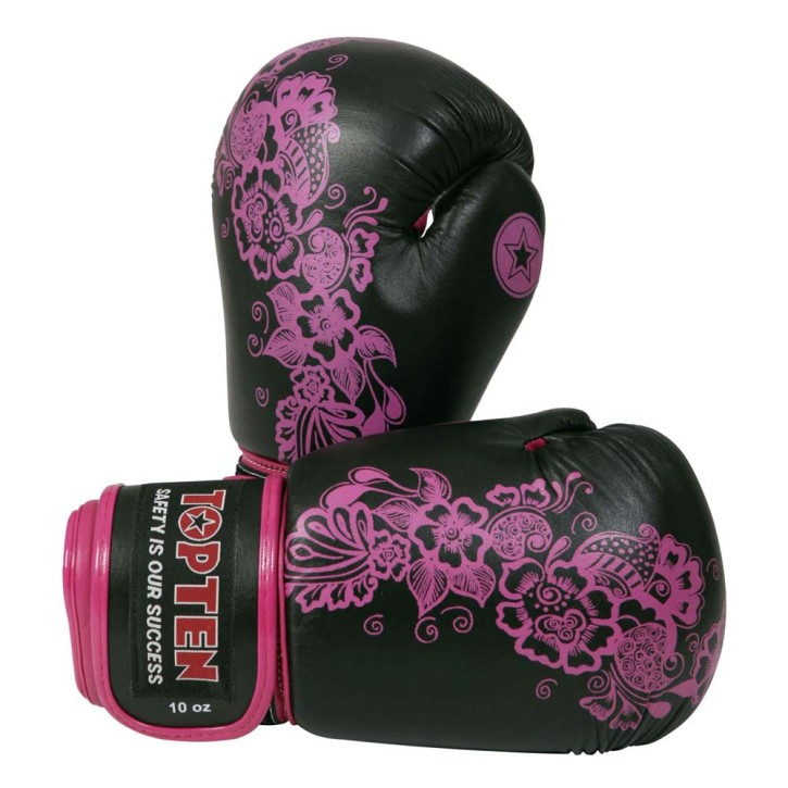 Top Ten Ultimate Women Fight 10Oz Boxing Gloves Black Pink