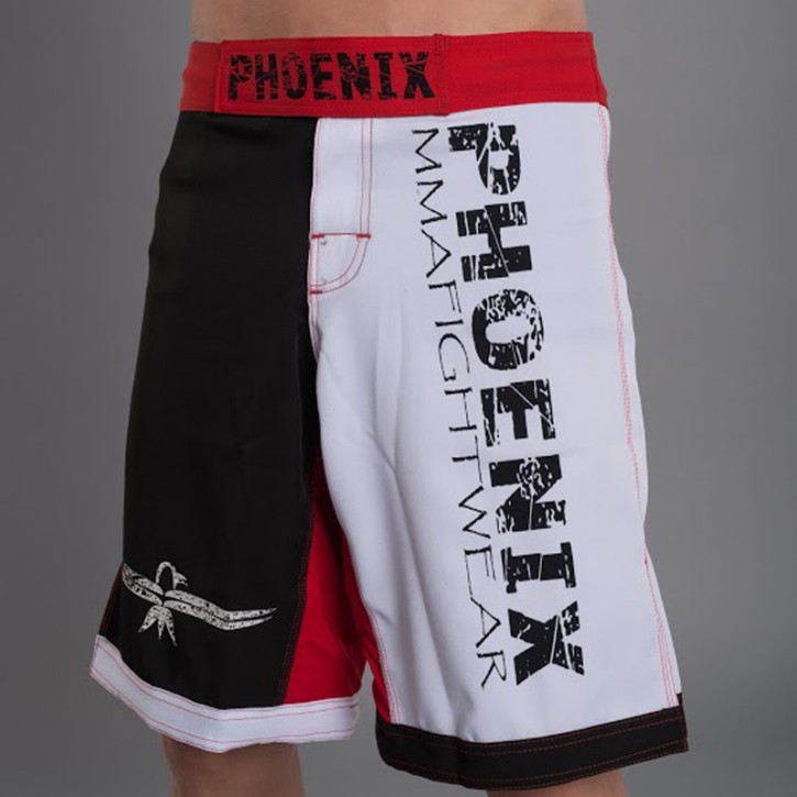 Abverkauf Phoenix MMA Shorts Black White Red Stretch