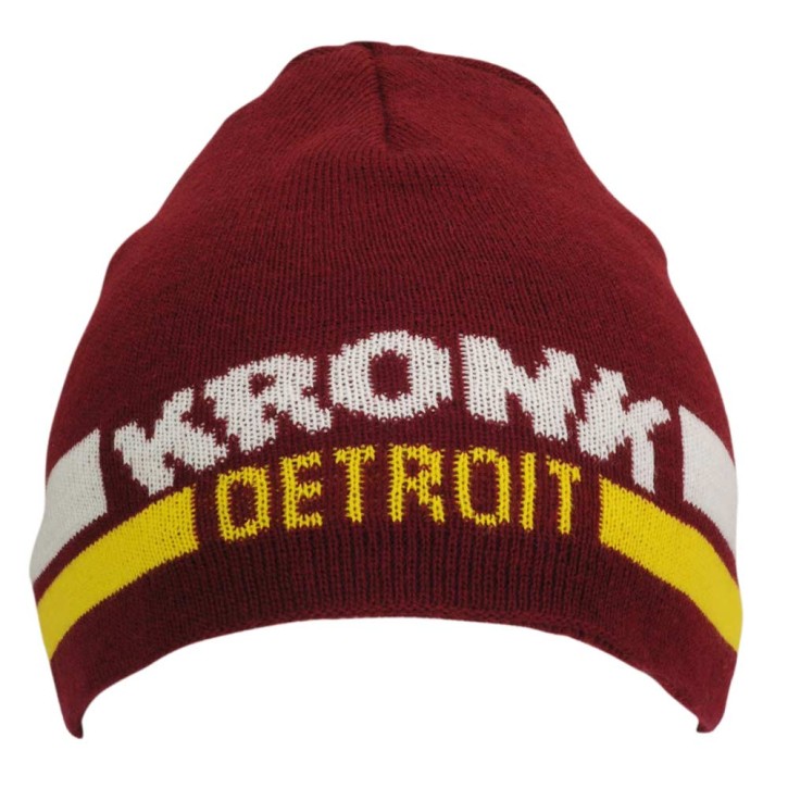 Kronk Detroit Two Stripe Beanie Hat Maroon