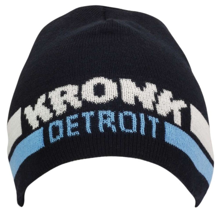 Kronk Detroit Two Stripe Beanie Hat Navy