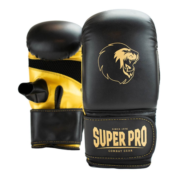 Super Pro Victor Punching Bag Gloves Black Gold