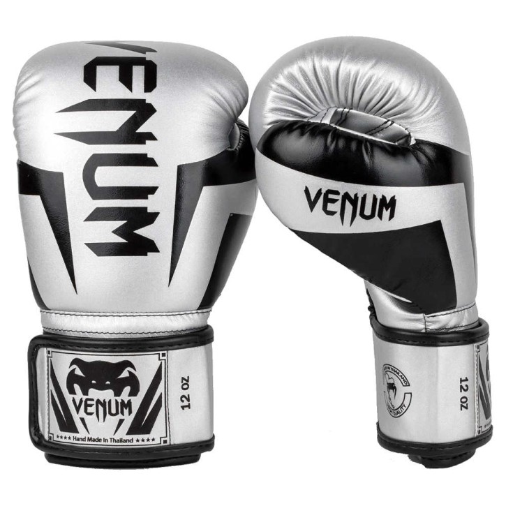 Venum Elite Boxing Gloves Silver Black