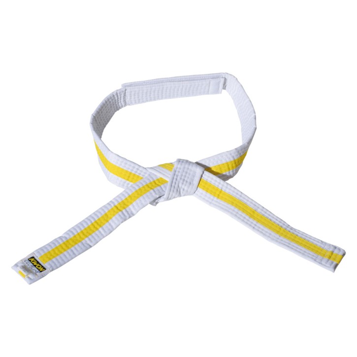 Kwon Clubline Velcro Belt for Kids White Yellow White