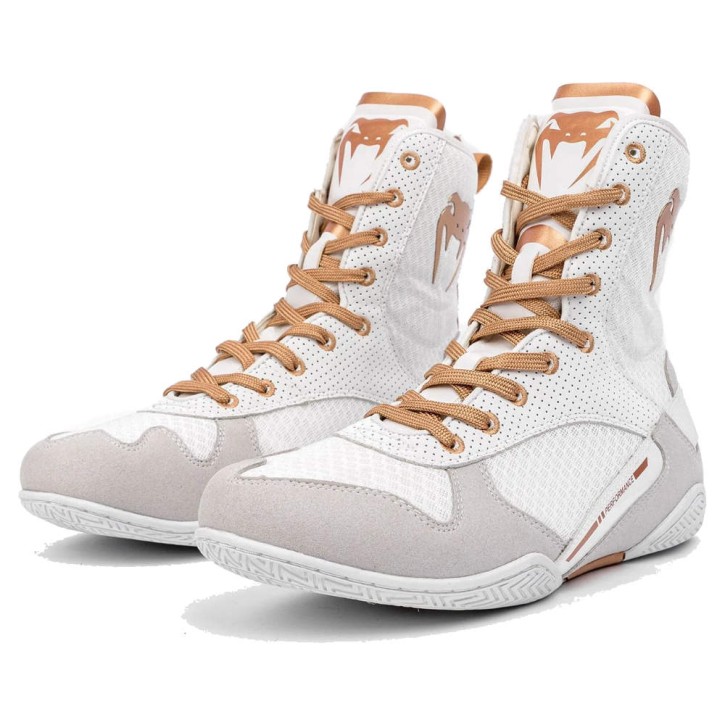 Venum Elite Boxing Shoes White Gold