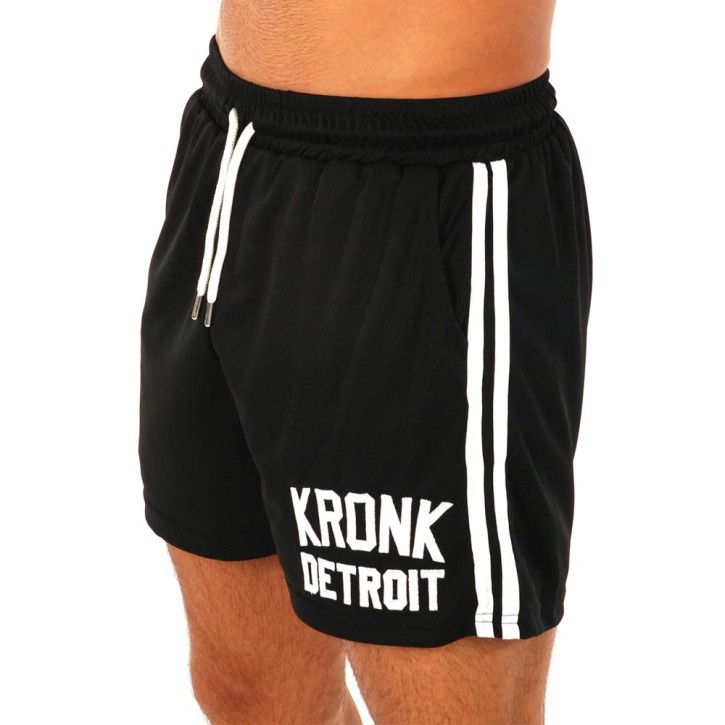 Kronk Iconic Detroit Applique Lined Training Short Black White
