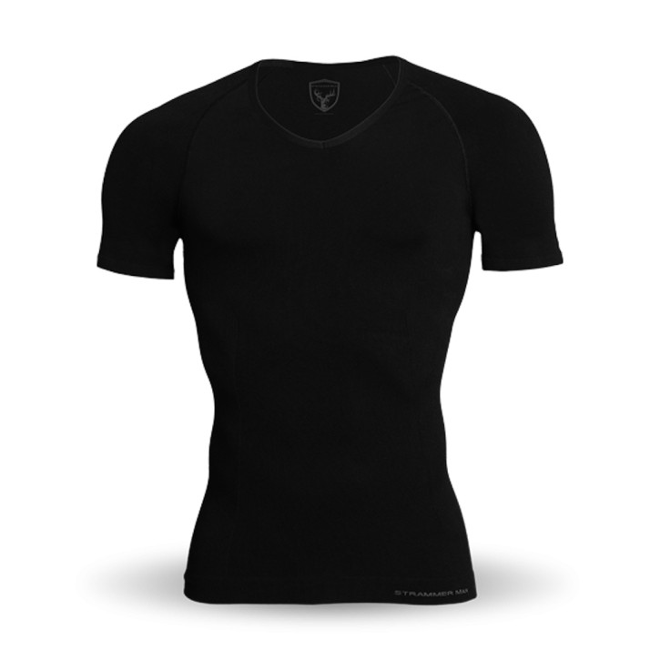 Tight Max Men Compression Shirt Breeze Deep VNeck Black