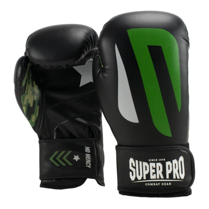 Super Pro No Mercy Kick Boxing Gloves Black Green