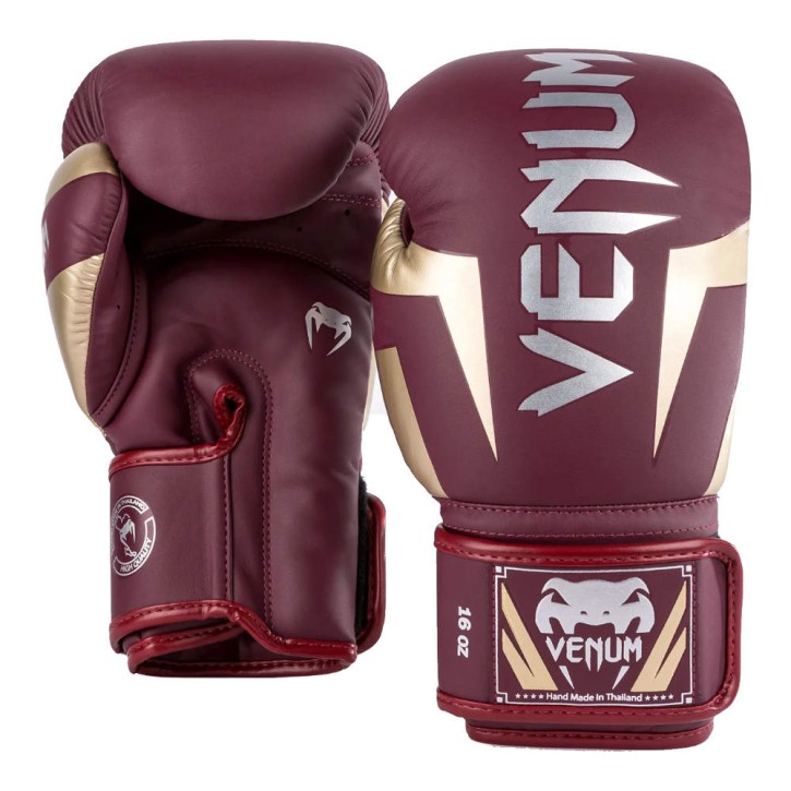 Venum Elite Boxhandschuhe Weinrot Gold