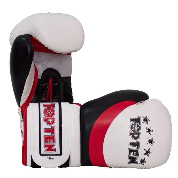 Top Ten Stripe Boxing Gloves White Red Black