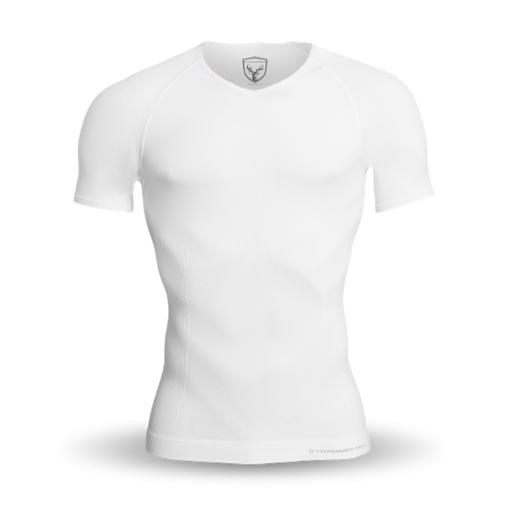 Tight Max Men Compression Shirt VNeck White