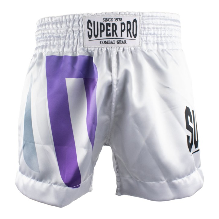 Super Pro No Mercy Thai Shorts White Purple