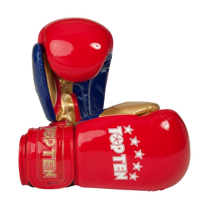 Top Ten Champion Boxing Gloves Red Gold