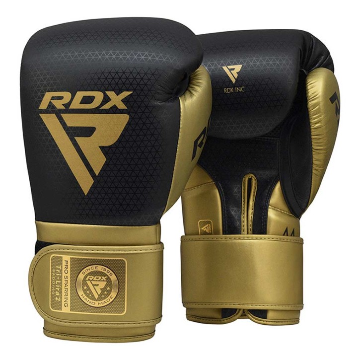 RDX Mark Pro L2 Hook and Loop Sparring Boxhandschuhe Schwarz Gold