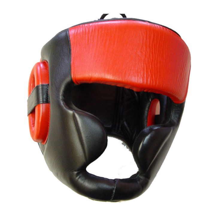 Kopfschutz Jochbeinschutz Black Red Leder