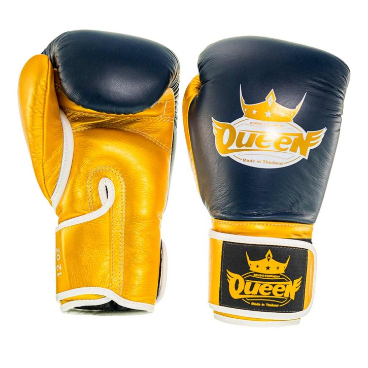 Sale Queen Pro 2 Ladies Boxing Gloves Blue Gold