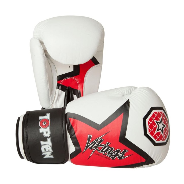 Top Ten Vikings Boxing Gloves White Red