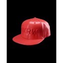 BOXRAW LEATHER FLAT PEAK CAP Red