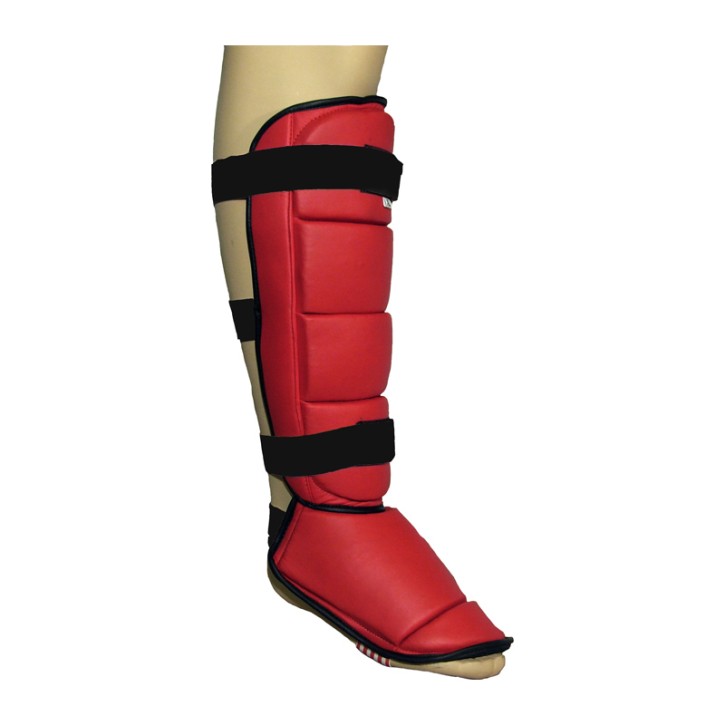 Shin and instep pads Red imitation leather