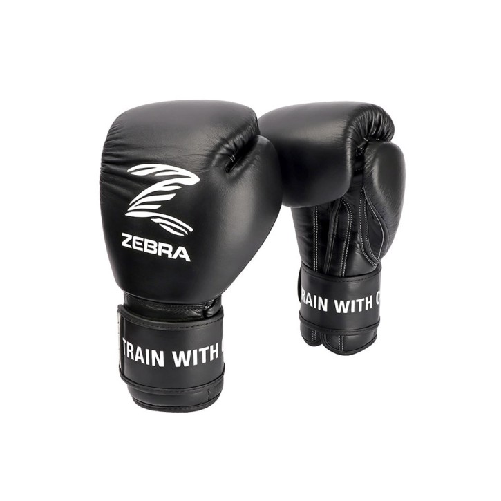 Zebra Boxing Gloves PRO Signature Hook n Loop Training Black