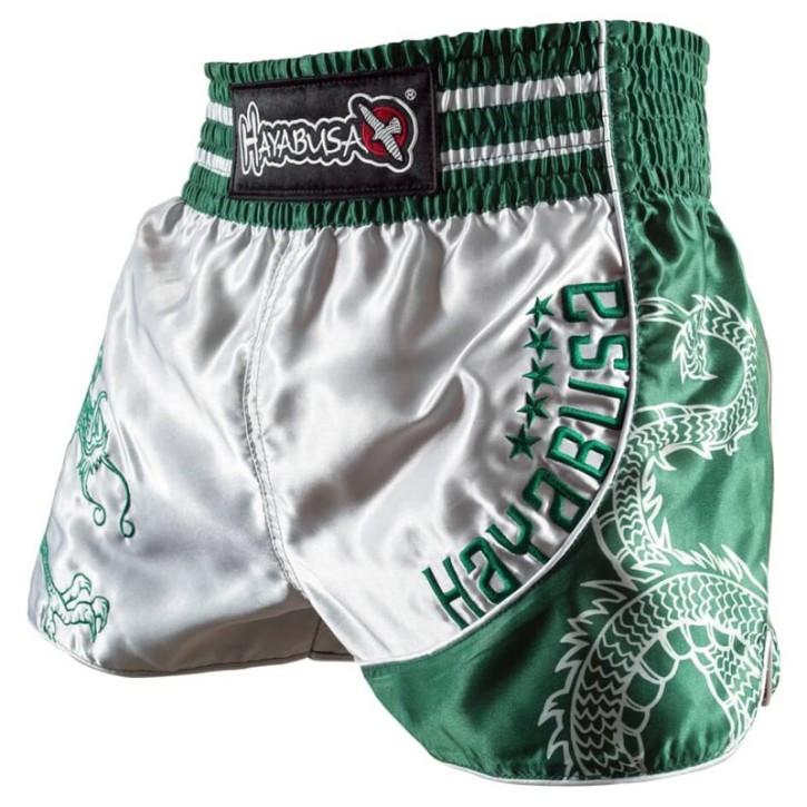 Hayabusa Sacred Muay Thai Shorts Silver Green