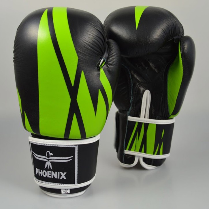 Abverkauf Phoenix Thai Boxhandschuhe Black Green Leder