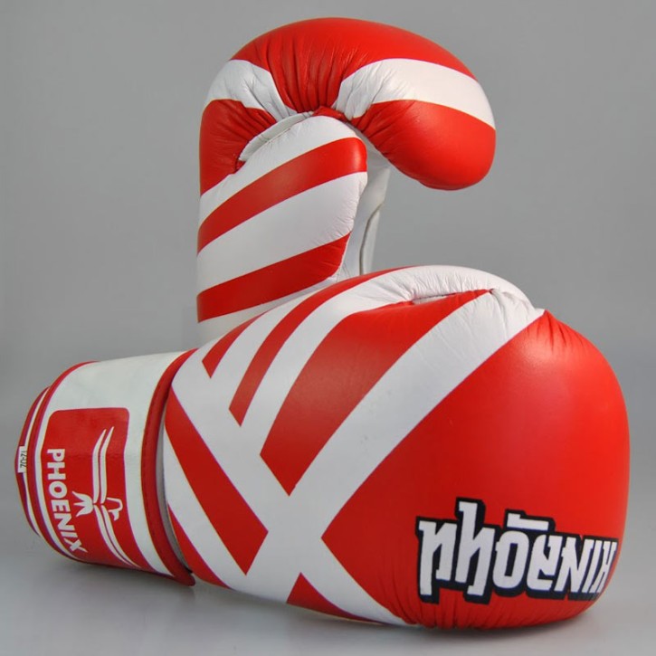 Phoenix Thai Boxhandschuhe Leder Red White
