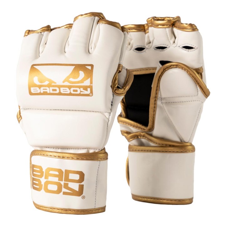 Bad Boy MMA Gloves with Thumbs White Gold