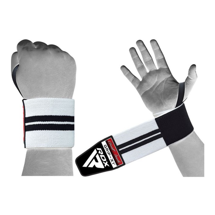 RDX W3 Power Weightlifting Wrist Wraps Plus Black White