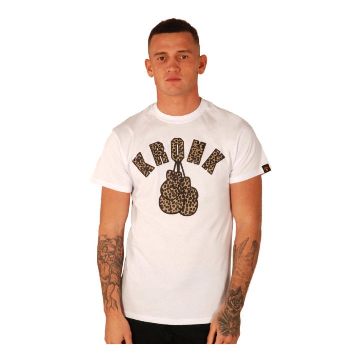 KRONK Leopard Print Gloves T-Shirt Weiss