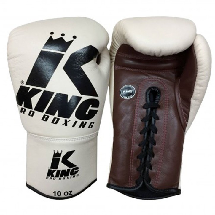 King Pro Boxing Boxhandschuhe Laces 4 White Brown